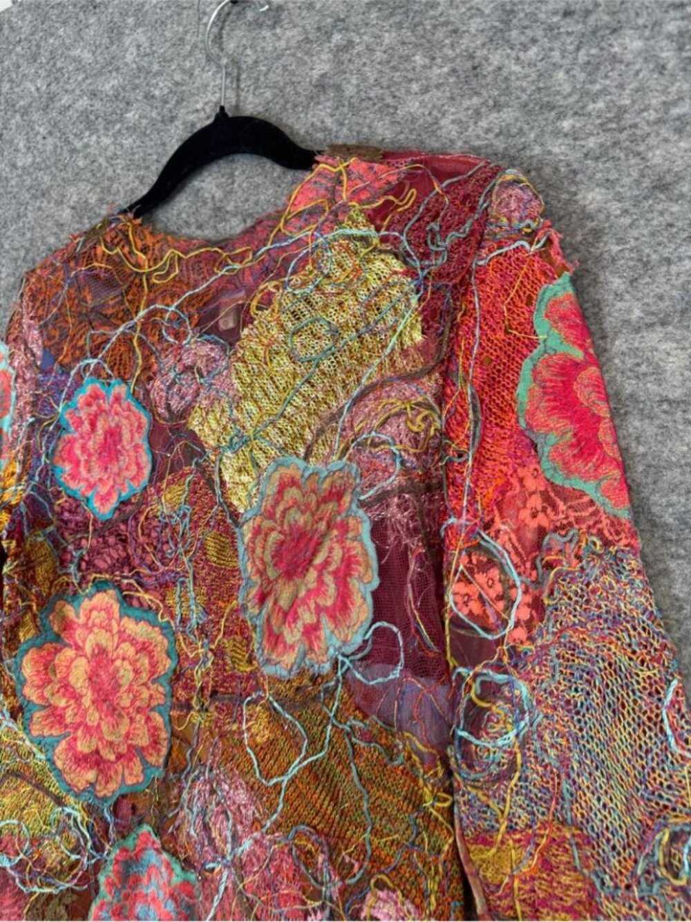 Pazuki London Silk Blend Floral Lace Patchwork Jacket Boho Chic P Small - Picture 15 of 16